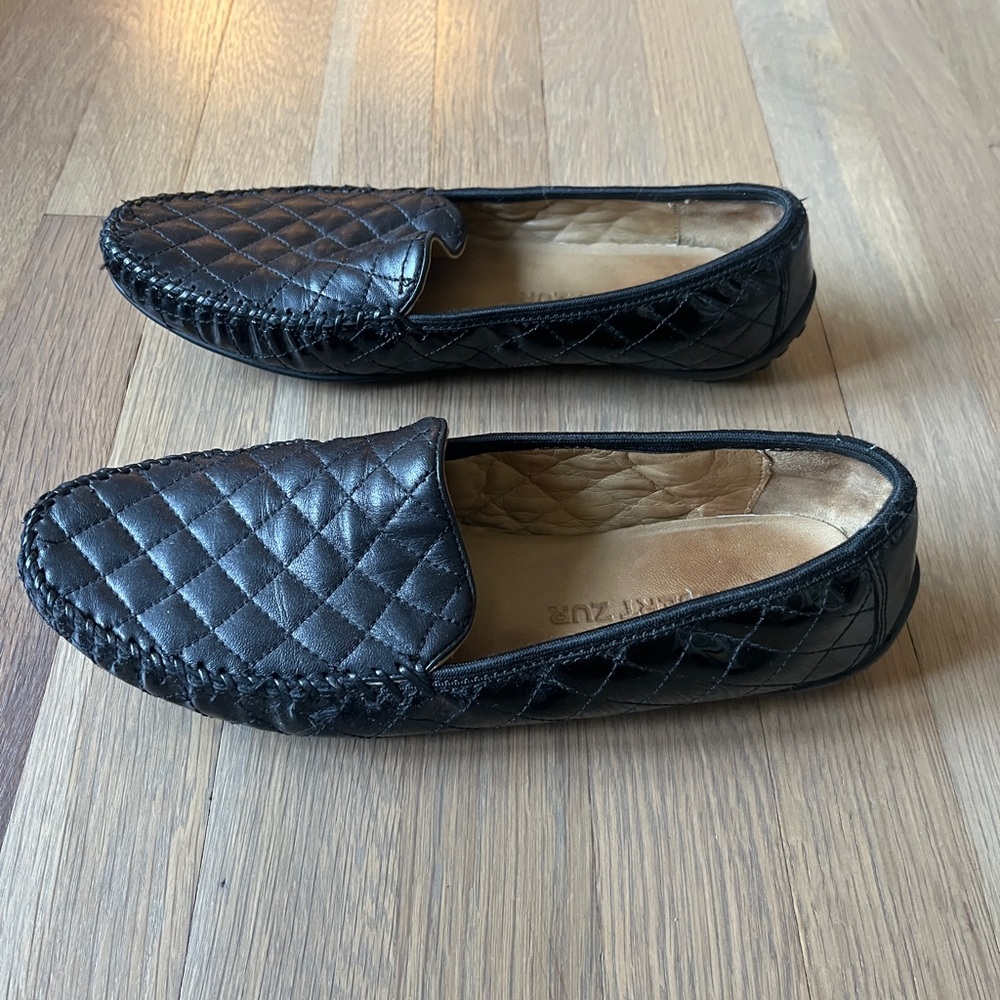 Robert Zur black quilted driving loafer moccasins (9) - Picture 2 of 5